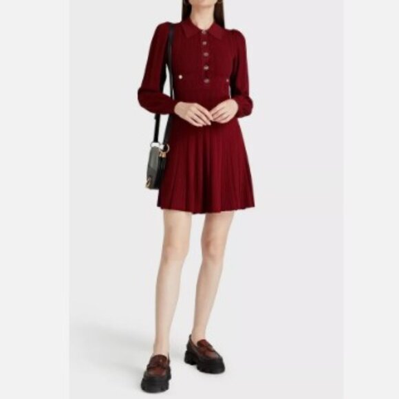 Sandro Burgundy Mini Dress - Picture 3 of 16